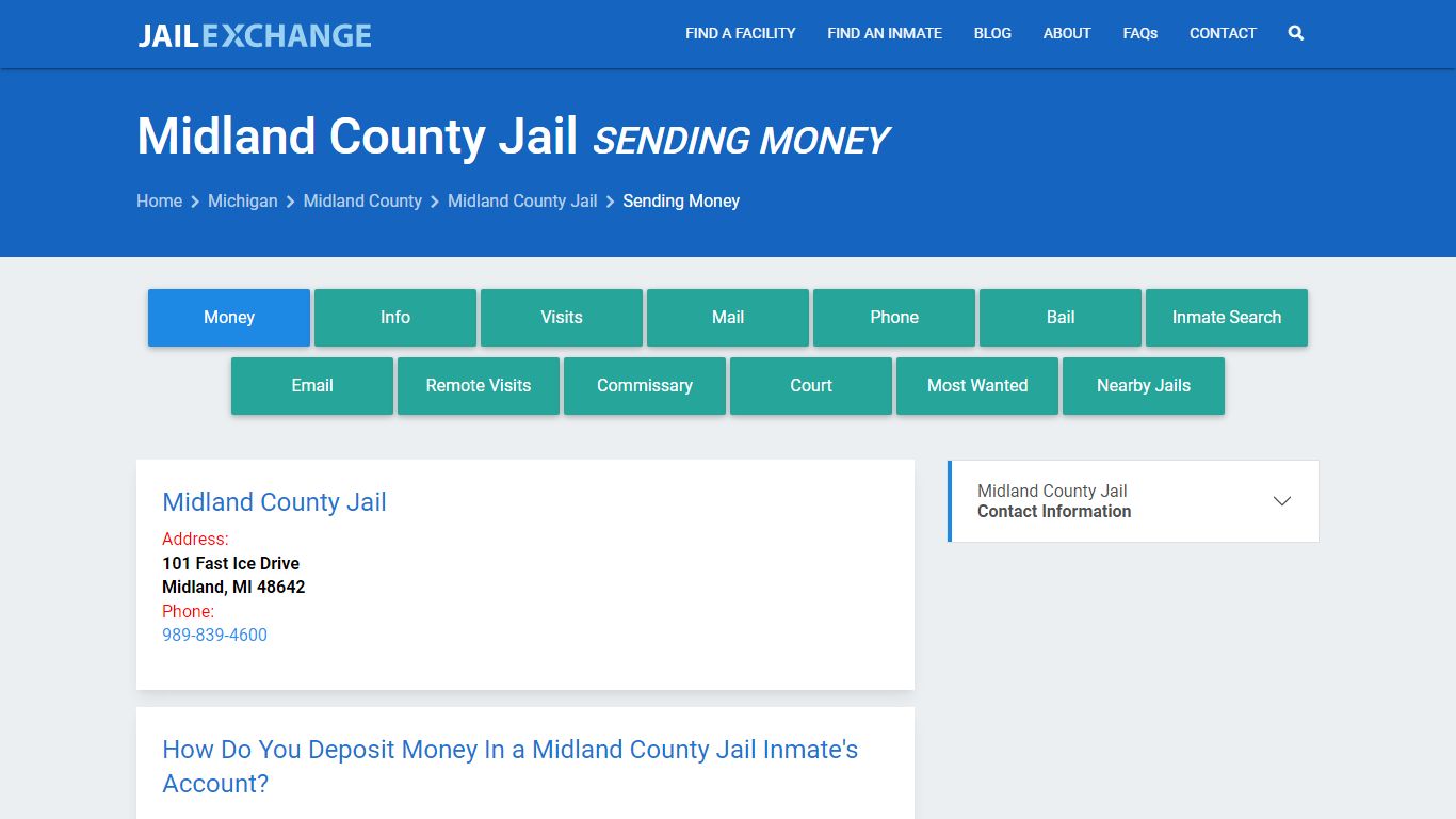 Send Money to Inmate - Midland County Jail, MI - Jail Exchange